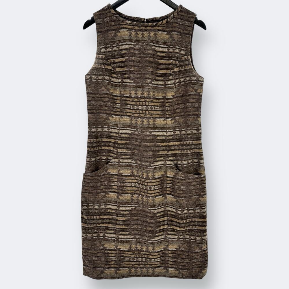 Pendleton Southwestern Print Wool Shift Dress Womens Size 8 Brown Lined
